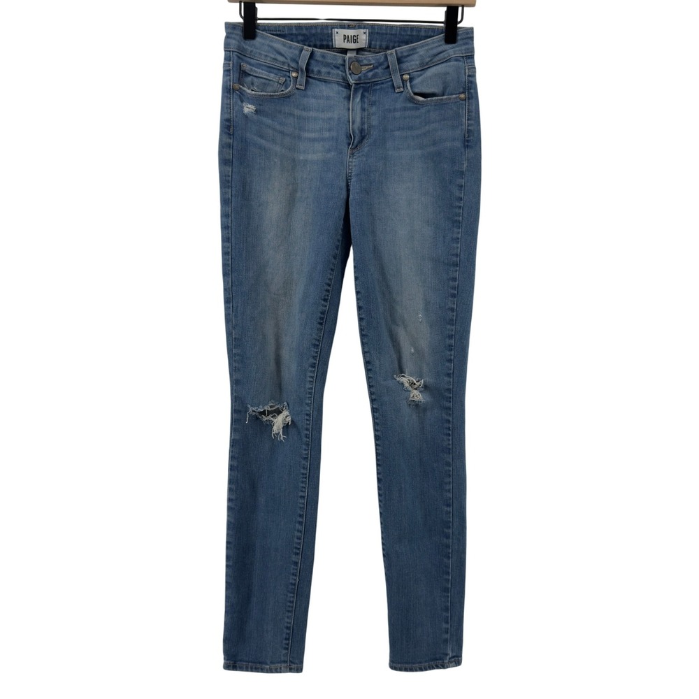 Paige Verdugo Ankle Skinny Ankle Jean Light‎ Wash Women 27 Stretch Distressed